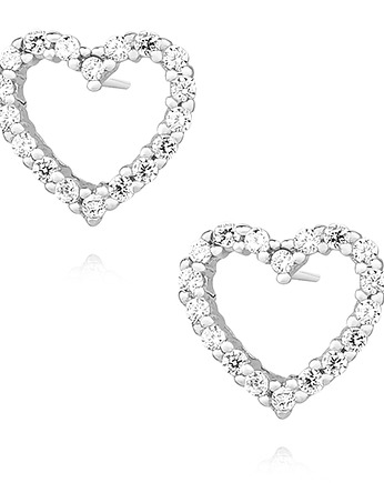 Kolczyki srebro 925 serce cyrkonie, THE SILVER STORY