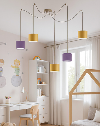 Kolorowa 5-płomienna lampa wisząca dla dzieci typu pająk WAIKIKI W5 KIDS, LYSNE