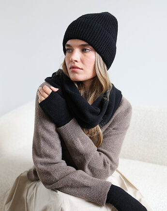 Mitenki Merino & cashmere czarne, Lucky HandMade