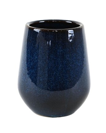Wazon ceramiczny granatowy, duński design, lata 70, produkcja: Dania, Przetwory design