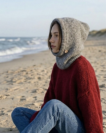 Ręcznie robiona balaclava miękki kapturokomin czapka z alpaką, splotomaniaa