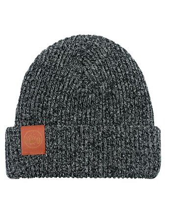 Czapka zimowa z bawełny organicznej czarno biały melanż, KABAK