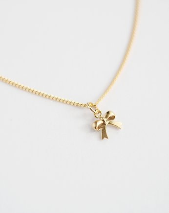 16k Gold Plated Tiny Bow Necklace, Le Boho Bleu