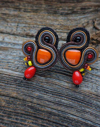 Autumn Garden - etniczne kolczyki soutache, Mró Soutache