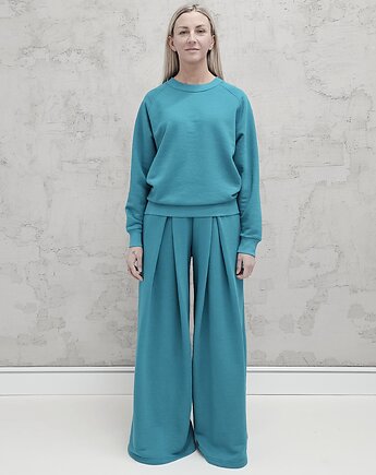 Sarai wygodny komplet bluza i szerokie spodnie z zakładkami Alexandrite, Ablush