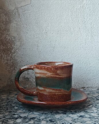 Filiżanka z talerzykiem w paski, MOM S HANDMADE