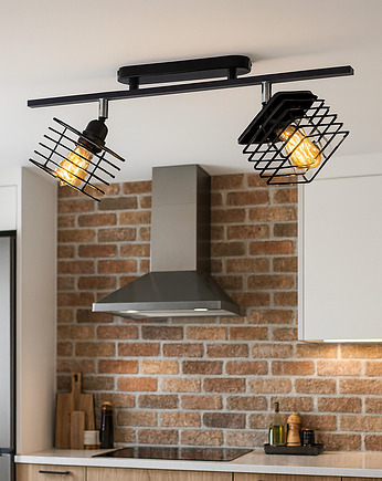 Lampa sufitowa 2-płomienna czarna PARMA LOFT, lampy loftowe LYSNE LOFT