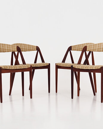 Komplet czterech krzeseł tekowych, duński design, lata 70, Kai Kristiansen, Przetwory design