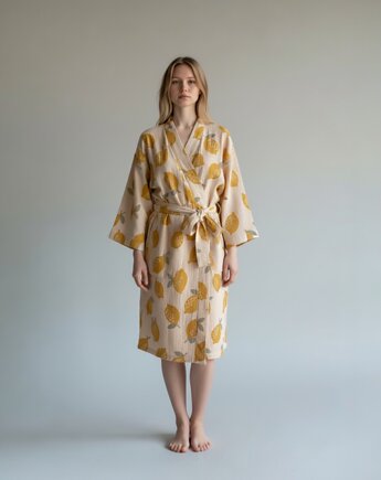Szlafrok narzutka kimono w cytrynki, HisOutfit