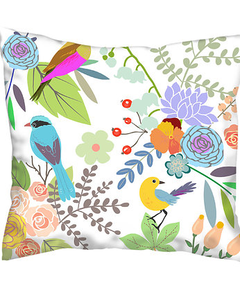 Poduszka full print, kwiaty i ptaki, Love Life and Forest
