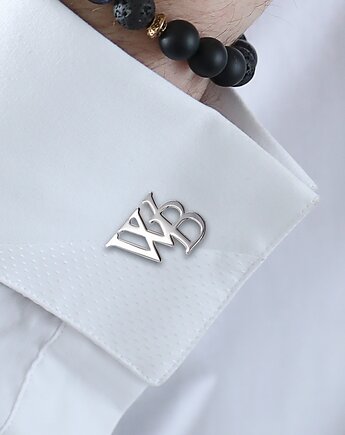 Srebrne spinki z inicjałami Prezent dla Niego, ZaNa Design