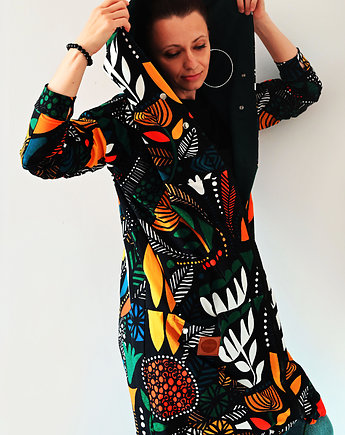 African Batic długa bluza oversize z wzorzystej tkaniny, agagu