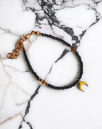 Ochronna bransoletka: lunula & czarny turmalin w pudełku jubilerskim, kaktusia