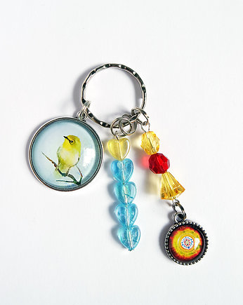 Breloczek - Żółty ptaszek, mandala, yenoo