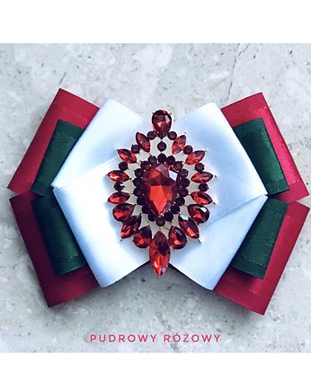 Świąteczna Brosza z dużym kryształem  NEW Mikołajki, Pudrowy Różowy