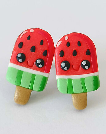 Małe kolorowe kolczyki Lody Arbuzowe Kawaii, OMIFIMO