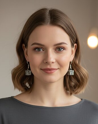 Kolczyki srebrne z kostkami marmuru, Yamira Art Studio