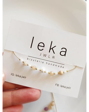 Bransoletka  jadeit, perła, kamień księżycowy, LEKA jwlr