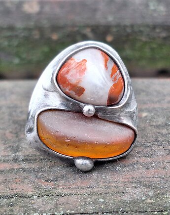 Pomarańcze - pierścionek regulowany, po drugiej stronie lustra