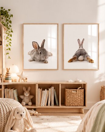 DWA PLAKATY do pokoju dziecka KRÓLIK ZAJĄC Wielkanoc, black dot studio