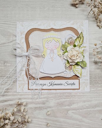 Kartka w pudełku na Komunię, Figusia handmade