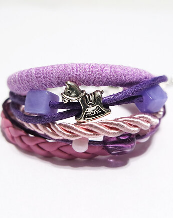 Bransoletka - Konik na biegunach, lila - rzemienie, yenoo