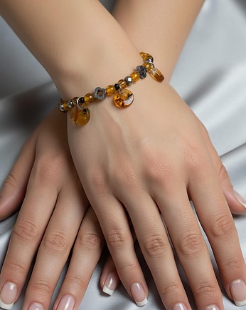 BURSZTYN  i hematyt bransoleta na gumce, Chodelska Art Studio