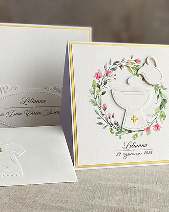 Kartka na chrzest dziewczynki z pudełkiem i kopertą, 25A, Anna Art and Crafts