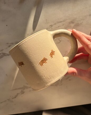 Duży Ceramiczny Kubek Handmade 450 ml z Dzikami Modern Farmhouse, Maison Fragile