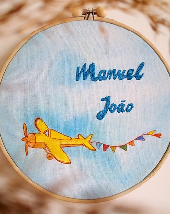Obrazek z samolotem i  imieniem dziecka, metryczka, gingerolla