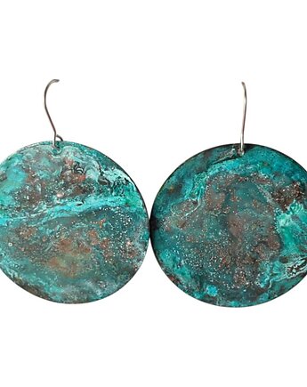 Kolczyki turkusowe koła z miedzi c1403, Artseko