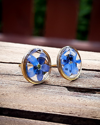 Kolczyki z niezapominajkami, koło, Figa handmade accessories
