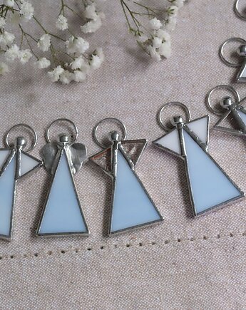 Aniołki witrażowe niebieskie na Chrzest i Komunię - zestaw 10 sztuk, BeArt Handmade