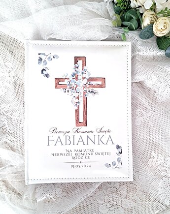 Komunijny album KRZYŻ z dedykacją, prezent na Komunie, pamiątka Komunii, LOO LOO DREAM