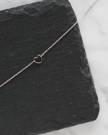 Rhodium Plated Tiny Heart Necklace, Le Boho Bleu