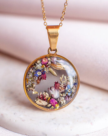 Wisiorek z kompozycją kwiatową, nature gift