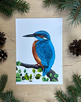 Plakat z zimorodkiem, mavipoppy art