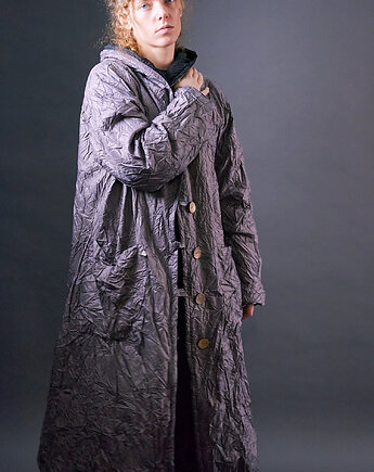 Ocieplany płaszcz impregnowany plisowany/gnieciony, soie star