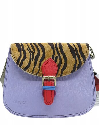 Torebka damska listonoszka skórzana klapka w zwierzęcy wzór eko OLIVKA, Olivka Warsaw