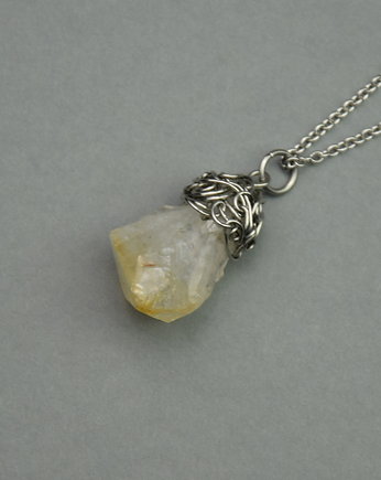 Wisiorek Talizman surowy cytryn wire wrapping, Agata Rozanska