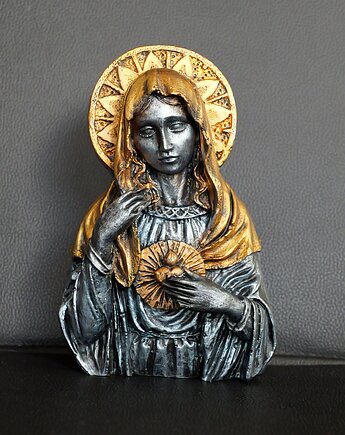 Rzeźba Matki Boskiej niebiesko-złota wys. 15,5 cm, JBJart Justyna Jaszke