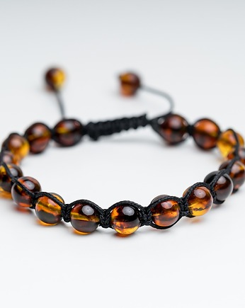 Bransoletka męska z bursztynu bałtyckiego makrama, AmberMal
