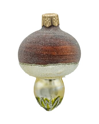 Bombka choinkowa: Brązowy grzybek z brokatem, Syn Bombkarza