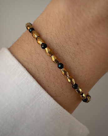 Bransoletka na gumce hematyt i czarny turmalin, Bring Biżuteria