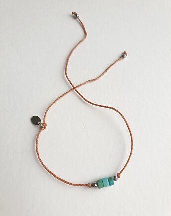 Bransoletka BOHO sznurkowa  beżowy, turkus, hematyt, modesign