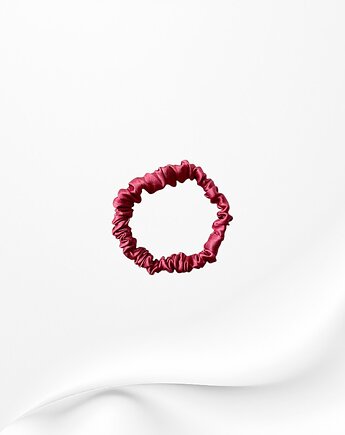 Jedwabna scrunchie gumka frotka wąska micro różowa, Zdunetti