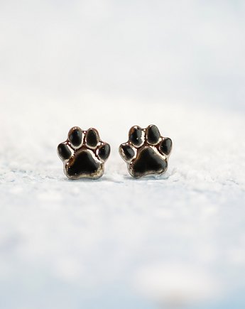 Łapki czarne- mini ceramiczne kolczyki z łapką, Dorca