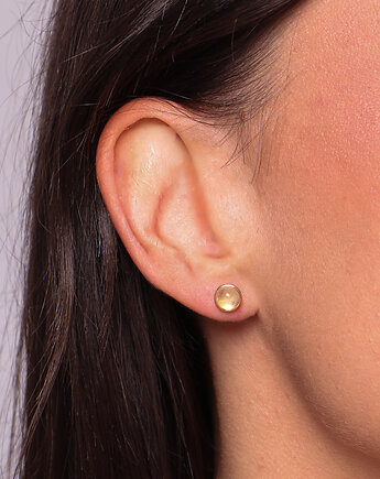 Kolczyki pozłacane sztyfty - kryształ górski, Bring Biżuteria