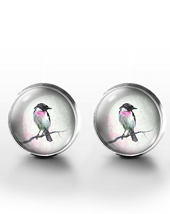 Kolczyki sztyfty - Ptaszek - grafika, yenoo