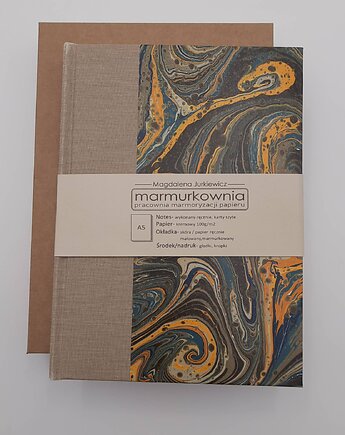 Notes w linię A5 Ręcznie wykonany, 200 stron, marmurkownia